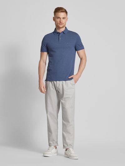 Tommy Hilfiger Slim fit poloshirt met labelstitching Jeansblauw - 1