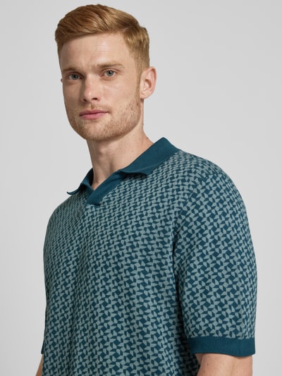 MCNEAL Poloshirt met ribboorden Petrol - 3