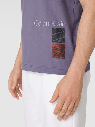 CK Calvin Klein T-shirt met labelprint Lila - 3