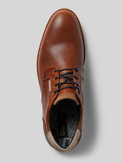 BULLBOXER Lederschnürschuhe mit Strukturmuster Modell 'FLIN' Cognac 3