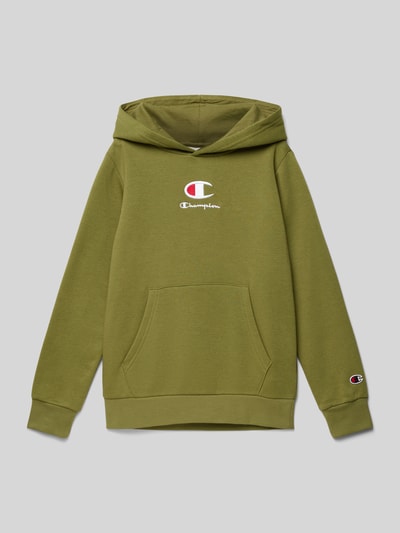 CHAMPION Hoodie mit Label-Stitching Modell 'Rochester' Oliv 1