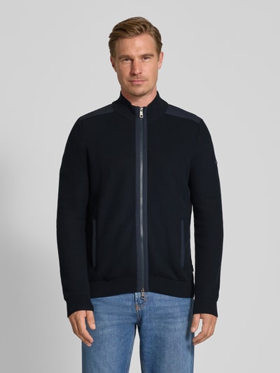 bugatti Gebreid vest met opstaande kraag Marineblauw - 4