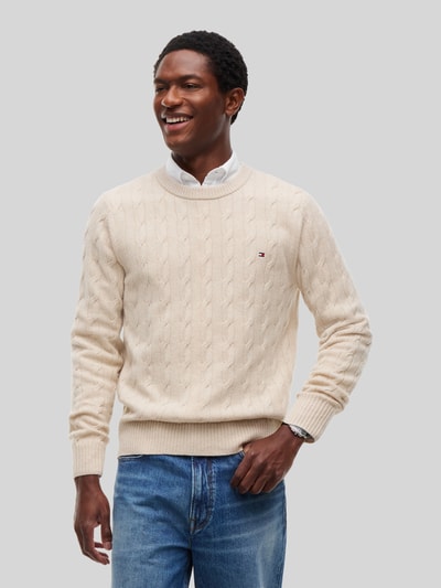 Tommy Hilfiger Regular Fit Pullover aus reiner Schafswolle Offwhite 4