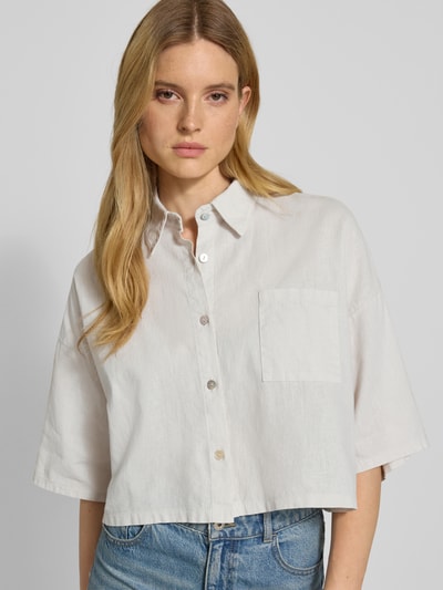 VILLA SOPHIE Cropped Bluse aus Leinen-Baumwoll-Mix Modell 'Quinn' Beige 3
