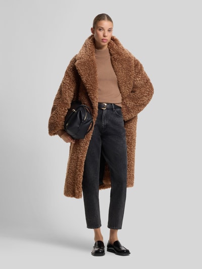 HUGO Oversized Fit Teddy- / Webpelzmantel mit Reverskragen Modell 'Malite-1' Beige 1