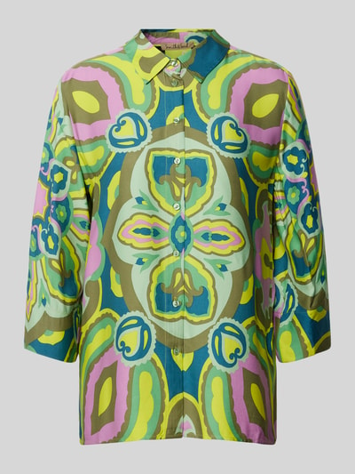 Smith and Soul Blouse met all-over motief en 3/4-mouwen Neongeel gemêleerd - 2