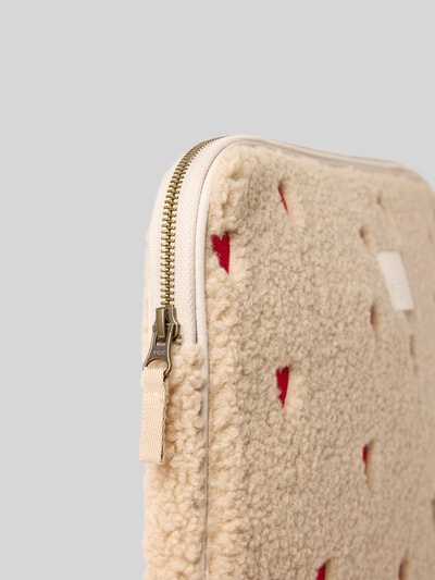 STUDIO NOOS Laptoptasche aus Teddyfell mit Stitchings und Label-Detail Beige 3
