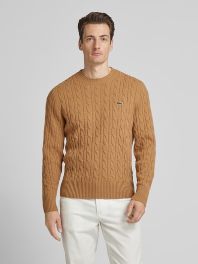 Lacoste Strickpullover  mit Logo-Patch Beige 4