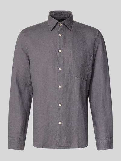 Marc O'Polo Regular Fit Leinenhemd mit aufgesetzter Brusttasche Graphit 2