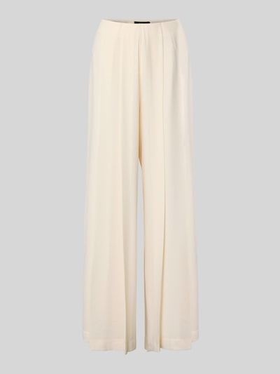 Produktfoto, Weite Hose mit Bundfalten von s.Oliver BLACK LABEL in Creme, unifarben, Chiffon, Wide Leg, Bundfalte, Nahtreißverschluss.