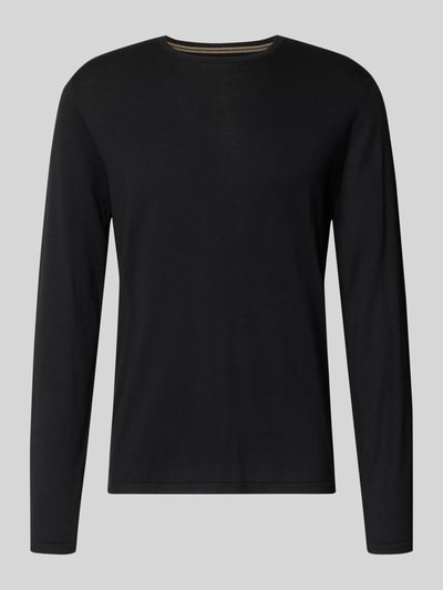 Produktfoto, schwarzer Strickpullover mit Rundhalsausschnitt von Christian Berg Men aus reiner Baumwolle, Regular Fit, glatte Textur