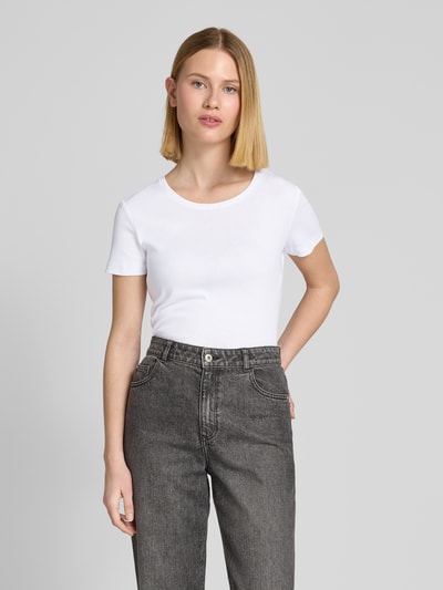 Christian Berg Woman T-shirt z prążkowanym okrągłym dekoltem Biały 4