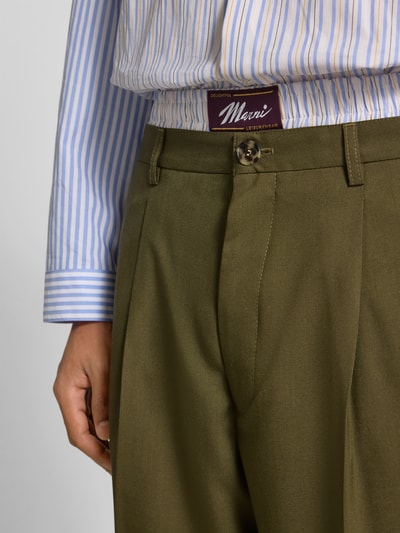 Marni Stoffen broek met persplooien van scheerwol Olijfgroen - 3