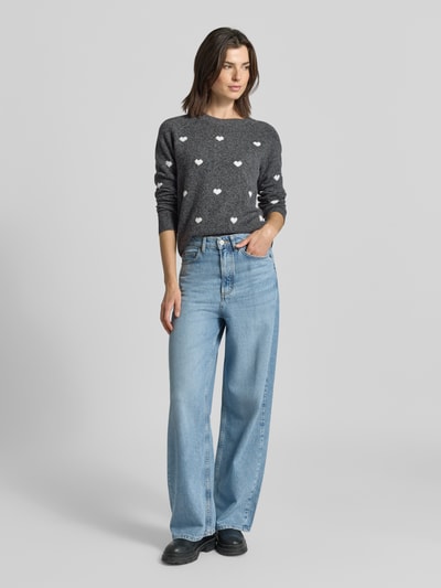 Vero Moda Regular Fit Strickpullover mit Raglanärmeln Modell 'DOFFY' Dunkelgrau 1