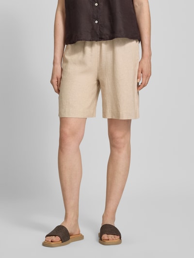 FREE/QUENT Relaxed Fit Leinenbermudas mit Tunnelzug Modell 'Lava' Beige 4
