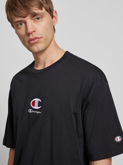 CHAMPION T-Shirt mit Label-Stitching Black 3