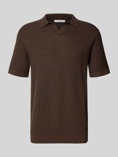 Produktfoto, Regular Fit Poloshirt aus Baumwoll-Leinen-Mix Modell 'MATTIS' von SELECTED HOMME in Braun, Optik: Unifarben, Strukturiert.