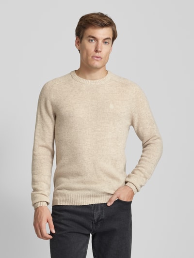 MCNEAL Strickpullover aus Lammwolle mit Label-Stitching Kitt Melange 4