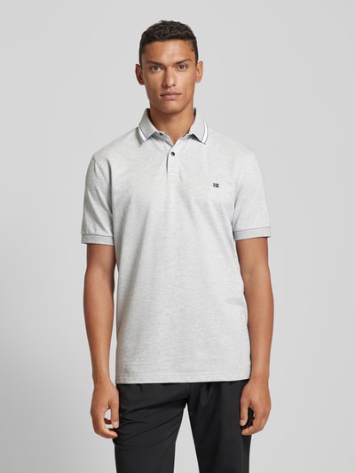 Christian Berg Men Regular fit poloshirt met logoprint Lichtgrijs gemêleerd - 4