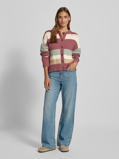 JAKE*S STUDIO WOMAN Gebreid jack met ribboorden Mauve - 1