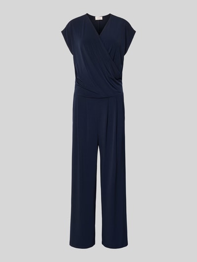 Produktfoto, Jumpsuit in Wickel-Optik mit V-Ausschnitt van ROBE LÉGÈRE, donkerblauw, materiaalmix met stretch, regular fit, dames