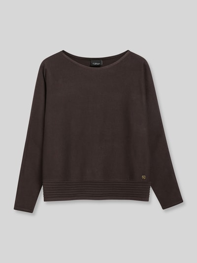 Produktfoto, Relaxed Fit Pullover aus Viskose-Mix von s.Oliver BLACK LABEL, jednolity ciemnobrązowy, prostokątny krój, gładka struktura