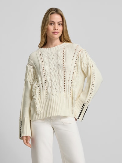 BOSS Orange Regular Fit Strickpullover aus Baumwoll-Mix Modell 'FITTO' Weiss 4