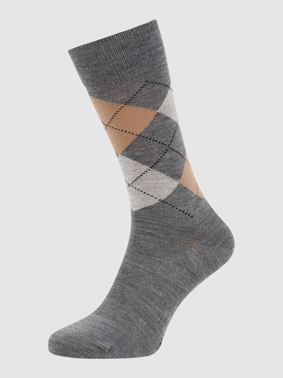 Burlington Socken aus Schurwollmischung Modell 'Edinburgh' Mittelgrau 1