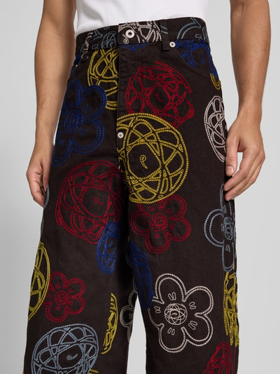 Kenzo Wide Fit Jeans mit Motiv-Stitching Schoko 3