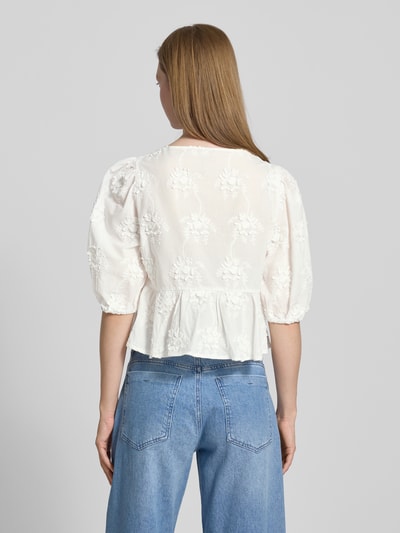 Mango Cropped Blusenshirt mit V-Ausschnitt Offwhite 5