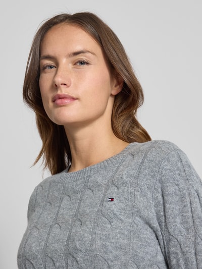 Tommy Hilfiger Regular Fit Strickpullover aus reiner Wolle Hellgrau 3