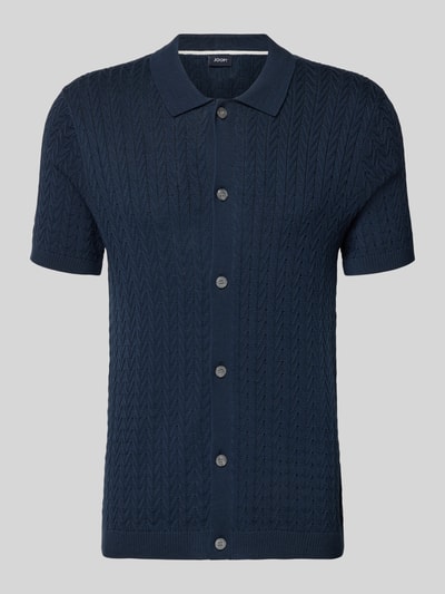 Produktfoto, Poloshirt in Strick-Optik Modell 'Tristao' von JOOP! Collection, reine Baumwolle, Slim-Fit, Umlegekragen, dunkelblau