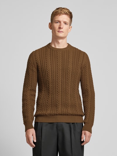 MCNEAL Gebreide pullover met kabelpatroon Donkerbruin gemêleerd - 4