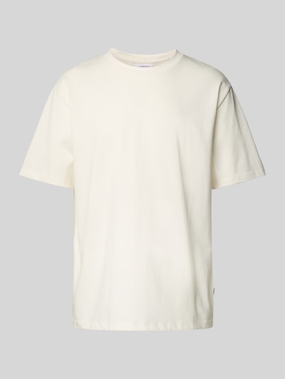 Lindbergh T-Shirt mit geripptem Rundhalsausschnitt Offwhite 2