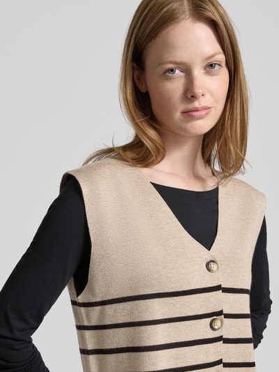 FREE/QUENT Mouwloos vest met V-hals, model 'ANI' Taupe gemêleerd - 3