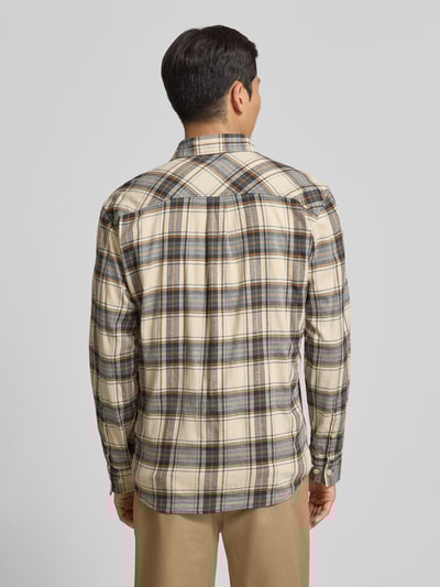 camel active Regular Fit Freizeithemd aus Flanell mit Label-Stitching Offwhite Melange 5