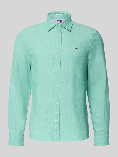 Tommy Jeans Regular Fit Freizeithemd aus Leinen-Baumwoll-Mix  Gruen 2