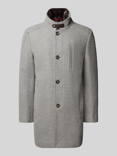 Cinque Regular fit lange jas met opstaande kraag, model 'Arsenal' Zilver - 2