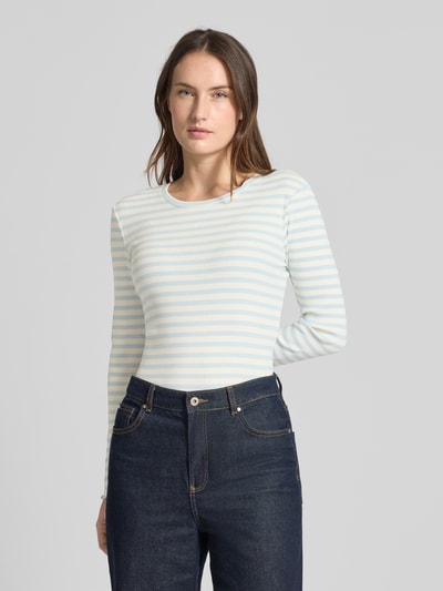 Selected Bluzka z długim rękawem o kroju slim fit z mieszanki bawełny ekologicznej model „ANNA” Jasnoniebieski 4