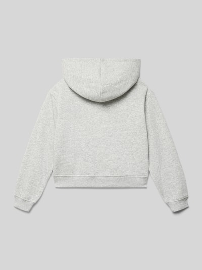 Produktfoto, Regular Fit Hoodie aus Baumwoll-Mix Modell 'Sweat' von Only für Kinder, unifarben grau, Sweat-Stoff, Label Stitching, Kapuze, Bündchen gerippt