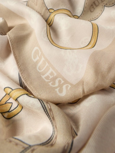 Produktfoto, Tuch aus Modal im Allover-Look Modell 'EMELIE' von Guess, beige Grundfarbe, feine Textur, Detailaufnahme, rechteckig