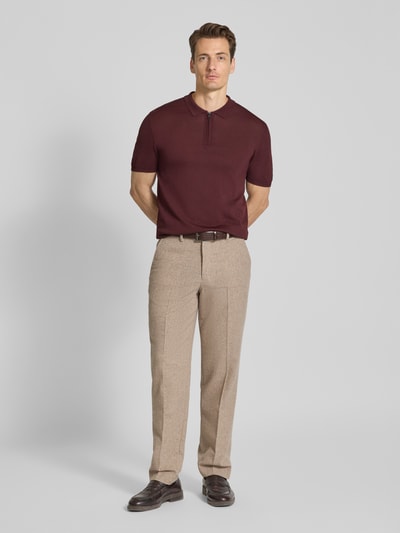 Lindbergh Regular fit stoffen broek met persplooien Zand - 1