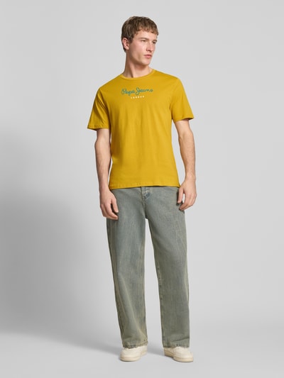 Pepe Jeans Koszulka z czystej bawełny w kroju regular fit model 'EGGO' Żółty 1