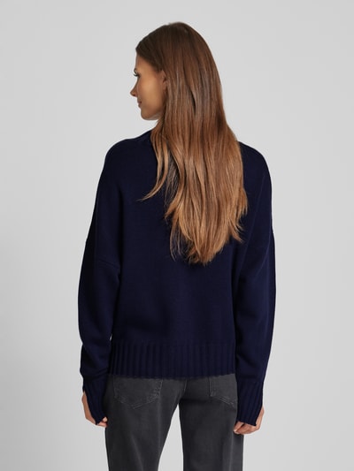 0039 Italy Gebreide pullover met turtleneck, model 'NIMA' Marineblauw - 5