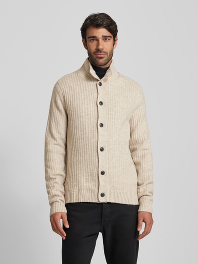 Jack & Jones Premium Strickjacke mit Stehkragen Modell 'HOWELL' Offwhite 4