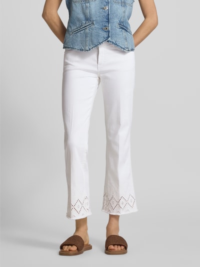 Cambio Flared jeans met broderie anglaise, model 'FRANCESCA' Offwhite - 4