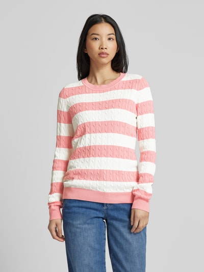 Christian Berg Woman Strickpullover mit Zopfmuster Pink 4