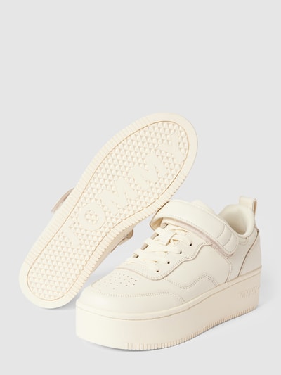 Tommy Jeans Plateausneakers van leer met labeldetails, model 'VELCRO' Beige - 4