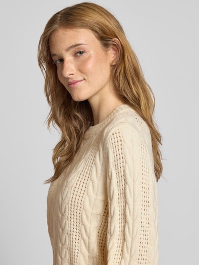 Only Regular Fit Strickpullover aus Viskose-Mix Modell 'RUBINA' Offwhite Melange 3