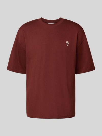 REVIEW T-shirt o kroju relaxed fit z okrągłym dekoltem Rdzawoczerwony 2